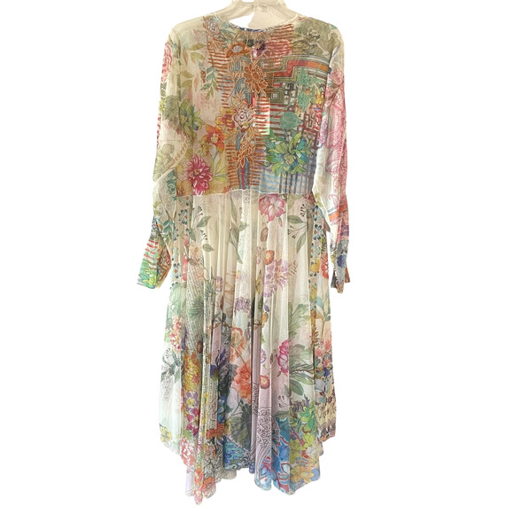 JOHNNY WAS BIYA Alyeshka Size XL Mesh Floral Embroidered Boho Midi Dress NWT - Picture 7 of 15